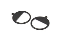 Black Round Charm, 6 Oxidized Black Brass Round Charms With 1 Loop, Blanks (25x0.80mm) M414