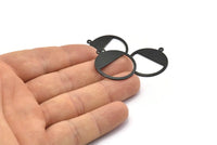 Black Round Charm, 6 Oxidized Black Brass Round Charms With 1 Loop, Blanks (25x0.80mm) M414