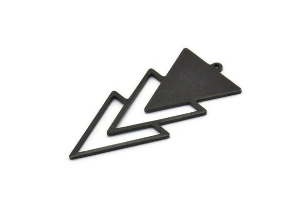 Siyah Üçgen Charm, 1 Döngülü 4 Oksitlenmiş Siyah Pirinç Üçgen Charm (49x21x1mm) M01120 H1283