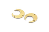 Brass Moon Charm, 12 Textured Raw Brass Crescent Moon Charms With 3 Holes (14x13.5x0.80mm) M01787