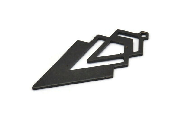 Siyah Üçgen Charm, 1 Döngülü 4 Oksitlenmiş Siyah Pirinç Elmas Charm (49x22x1mm) M01156