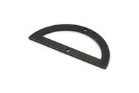Semi Circle Charm, 4 Oxidized Black Brass Half Moon Charms With 2 Holes, Blanks, Connectors (38x17x0.80mm) M518