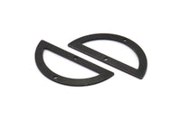 Semi Circle Charm, 4 Oxidized Black Brass Half Moon Charms With 2 Holes, Blanks, Connectors (38x17x0.80mm) M518
