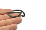 Semi Circle Charm, 4 Oxidized Black Brass Half Moon Charms With 2 Holes, Blanks, Connectors (38x17x0.80mm) M518