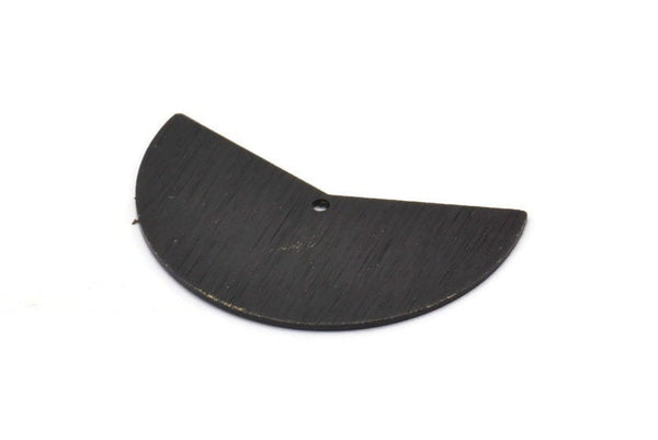Siyah Ay Tılsımı, 1 Delikli 2 Dokulu Oksitlenmiş Siyah Pirinç Ay Tılsımı, Boşluklar (38x18x0,80 mm) M372