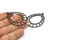 Oval Geometric Pendant, 2 Oxidized Black Brass Textured Oval Geometric Pendants With 1 Loop, Findings (49.5x37.5x2mm) BS 2025