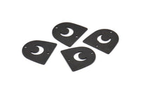 Black Moon Charm, 12 Oxidized Black Brass D Shape Charms With 2 Holes (16x17x0.50mm) M1064