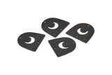 Black Moon Charm, 12 Oxidized Black Brass D Shape Charms With 2 Holes (16x17x0.50mm) M1064