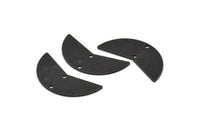 Siyah Ay Tılsımı, 2 Delikli 6 Dokulu Oksitlenmiş Siyah Pirinç Ay Tılsımı, Boşluklar (31x11x0,80 mm) M202 H1479