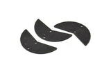 Siyah Ay Tılsımı, 2 Delikli 6 Dokulu Oksitlenmiş Siyah Pirinç Ay Tılsımı, Boşluklar (31x11x0,80 mm) M202 H1479