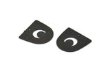 Black Moon Charm,  12 Oxidized Black Brass D Shape Charms With 1 Hole (16x17x0.50mm) M1062