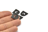 Black Moon Charm,  12 Oxidized Black Brass D Shape Charms With 1 Hole (16x17x0.50mm) M1062