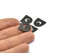 Black Moon Charm,  12 Oxidized Black Brass D Shape Charms With 1 Hole (16x17x0.50mm) M1062