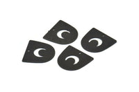 Black Moon Charm,  12 Oxidized Black Brass D Shape Charms With 1 Hole (16x17x0.50mm) M1062