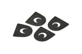 Black Moon Charm,  12 Oxidized Black Brass D Shape Charms With 1 Hole (16x17x0.50mm) M1062