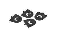 Black Moon Charm, 12 Oxidized Black Brass D Shape Charms With 1 Loop (18x17x0.50mm) M1068