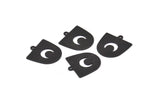 Black Moon Charm, 12 Oxidized Black Brass D Shape Charms With 1 Loop (18x17x0.50mm) M1068