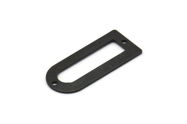 D Şeklinde Charm - 2 Delikli 8 Oksitlenmiş Siyah Pirinç D Şeklinde Bağlantı Parçası, Kolye Uçları (30x13x0,80 mm) M071