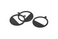 Black Round Charm, 8 Oxidized Black Brass Round Charms With 1 Loop, Blanks (25x0.80mm) M479