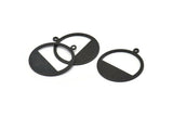 Black Round Charm, 8 Oxidized Black Brass Round Charms With 1 Loop, Blanks (25x0.80mm) M479