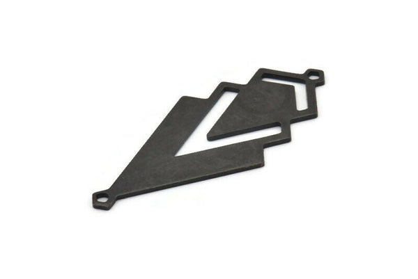 Siyah Üçgen Charm, 2 Döngülü 3 Oksitlenmiş Siyah Pirinç Elmas Charm (51x22x1mm) M01153 H1289