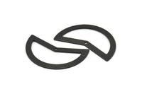 Black Moon Charm, 6 Oxidized Black Brass Moon Charms With 1 Hole, Blanks (38x18x0.80mm) M226
