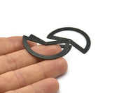 Black Moon Charm, 6 Oxidized Black Brass Moon Charms With 1 Hole, Blanks (38x18x0.80mm) M226