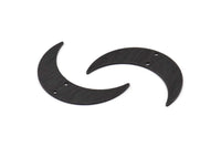 Siyah Ay Tılsımı, 2 Delikli 6 Dokulu Oksitlenmiş Siyah Pirinç Hilal Tılsımı, Bağlantı Parçaları (35x9x0,80 mm) M173