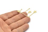 Brass Star Charm, 24 Raw Brass Star Charms With 1 Loop (40x9x0.80mm) M02049
