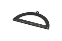Yarım Daire Charm, 6 Delikli, Boşluklu, Bağlantı Parçalı 4 Oksitlenmiş Siyah Pirinç Yarım Ay Charm (38x20x0,80 mm) M506