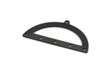 Yarım Daire Charm, 6 Delikli, Boşluklu, Bağlantı Parçalı 4 Oksitlenmiş Siyah Pirinç Yarım Ay Charm (38x20x0,80 mm) M506