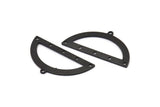 Yarım Daire Charm, 6 Delikli, Boşluklu, Bağlantı Parçalı 4 Oksitlenmiş Siyah Pirinç Yarım Ay Charm (38x20x0,80 mm) M506