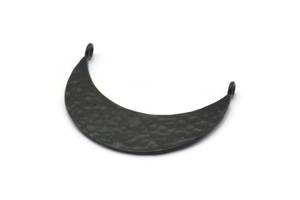 Black Moon Charm, 2 Hammered Oxidized Black Brass Crescent Moon Pendants With 2 Loops (34x10x1.2mm) BS 1893 H1342