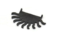 Siyah Güneş Kolye, 2 Dokulu Oksitlenmiş Siyah Pirinç Güneş Kolye, 2 Halka, Küpeler, Bulgular (40x25x1,2 mm) BS 2449 H1304