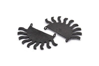 Siyah Güneş Kolye, 2 Dokulu Oksitlenmiş Siyah Pirinç Güneş Kolye, 2 Halka, Küpeler, Bulgular (40x25x1,2 mm) BS 2449 H1304