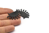 Siyah Güneş Kolye, 2 Dokulu Oksitlenmiş Siyah Pirinç Güneş Kolye, 2 Halka, Küpeler, Bulgular (40x25x1,2 mm) BS 2449 H1304
