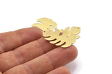 Brass Leaf Charm, 8 Raw Brass Leaf Charms With 1 Hole, Leaf Charm Earrings (30x20x0.80mm) M01733