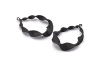 Black Spiral Charm, Oxidized Black Brass Spiral Pendants With 1 Loop, Earrings (41x30mm) BS 2442