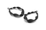 Black Spiral Charm, Oxidized Black Brass Spiral Pendants With 1 Loop, Earrings (41x30mm) BS 2442