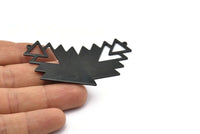 Siyah Üçgen Tılsımı, 1 Döngülü 2 Oksitlenmiş Siyah Pirinç Ağaç Tılsımı (49x33x1mm) M01233 H1302