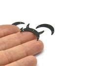 Siyah Ay Tılsımı, 3 Delikli 12 Oksitlenmiş Siyah Pirinç Hilal Tılsımı (22x5x0,80 mm) M01191