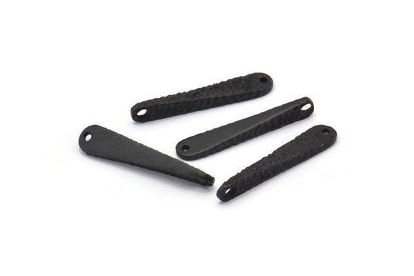 Çekiçle İşlenmiş Çubuk Kolye, 2 Delikli 8 Oksitlenmiş Siyah Pirinç Çekiçle İşlenmiş Çubuk Kolye, Küpe Damlaları (22x4mm) BS 1838