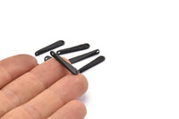 Çekiçle İşlenmiş Çubuk Kolye, 2 Delikli 8 Oksitlenmiş Siyah Pirinç Çekiçle İşlenmiş Çubuk Kolye, Küpe Damlaları (22x4mm) BS 1838