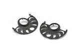 Ay Evreleri Kolye, 2 Oksitlenmiş Siyah Pirinç Yarım Daire Kolye, 2 Döngü ve 1 Ped Ayarı (36x27,5x3x0,7 mm) BS 1921 H1296