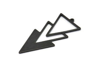 Siyah Üçgen Charm, 1 Döngülü 4 Oksitlenmiş Siyah Pirinç Üçgen Charm (49x21x1mm) M01119 H1298