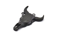 Huge Ox Skull Pendant, Oxidized Black Brass Large Ox Head Skull Charm, Pendants (48x35mm) N0149 H1297