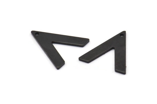 Black V Shape, 12 Oxidized Black Brass V Shaped Charms With 1 Hole (19x18x1mm) M01122 H1301