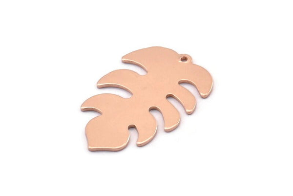 Copper Leaf Charm, 8 Raw Copper Leaf Charms With 1 Hole, Leaf Charm Earrings (30x20x0.80mm) M01742