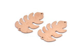 Copper Leaf Charm, 8 Raw Copper Leaf Charms With 2 Holes, Leaf Charm Earrings (30x20x0.80mm) M01743