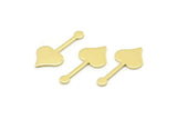 Brass Heart Blank, 50 Raw Brass Spade Blanks, Stamping Blanks (20x9x0.80mm) M02048